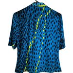 Jamie Sadock Womens Small Short Sleeve Top Blue Golf Animal Print Neon 1/4 Zip Photo 1