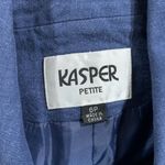 Kasper  Navy Blue Floral Eyelet Linen Blazer Size 6P Photo 7