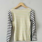 J.Crew Waffle Knit T Shirt Stripe Combo Yellow Green F8813 Long Sleeve Photo 4