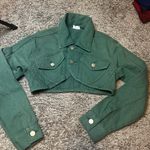 Le lis  Forest Green Cropped Jean Jacket Photo 1