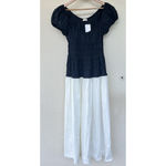 Doen Enya Pleated Organic Cotton Maxi Dress M Two Tone Ruched Romantic Feminine Black Size M Photo 5