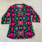 Escapada Living Top 3/4 Sleeve Size M Pink Navy Green Colorful Lightweight Photo 0