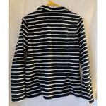 Lands' End Two  Women's Fleece 1/4 Zip Pullover Top Stripe Teal Blue M 10-12 Cozy Photo 4