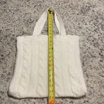 White Cable Knit Tote Bag Magnetic Snap Closure Lined Interior Casual Everyday Photo 6