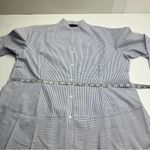 Ming Wang  Pinstripe Peplum Tunic Shirt Blue White Womens Size Large Cotton Photo 7