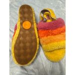 UGG  Oh Yeah Slide Yellow Orange Pink Rainbow Fuzzy Furry Slippers Photo 2