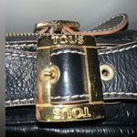 Tous Teddy Bear Charm Black
Leather Bling Clasp Handbag Purse
Gold metal lining Photo 1