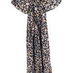 BANJANAN Anthropologie Boho Brown Black Floral Tie Waist MIDI Flowy Dress Size M Photo 3