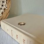 Copper Floral Inset Band Ring “Pieta” Tarnished Brass Gold Circles Boho Jewelry Brown Photo 8