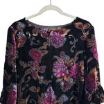 W5 Women's Sz L Floral Flare Sleeve Velvet Velour Semi Sheer Blouse Boho Hippy Photo 1