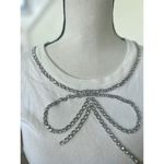 The Limited  Vintage Y2K White Knit Rhinestone Bow Short Sleeve Sweater Photo 1
