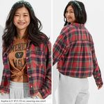 American Eagle  Outfitters‎ Cozy Cabin Cropped Flannel, Red/Green plaid, M Photo 1