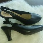 Strictly Comfort Black Leather Slingback Pumps Size 9.5 Photo 0