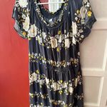 Old Navy  Floral Short Sleeve Smocked Dark Gray Dress XL Photo 6