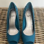 Impo Teal Suede Peep-Toe Heels with Studded Detail Photo 6