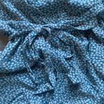 Madewell  Blue Silk Ruffle-Edge Wrap Dress in Bitsy Floral S Photo 6