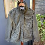 Ambiance Olive Green, Faux Sherpa Lined Utility Military Jacket, Size M Green Size M Photo 1