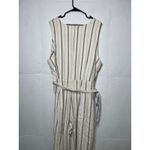 Lane Bryant NEW Cream Striped Linen Blend Sleeveless Belted Jumpsuit Size 28 Photo 5