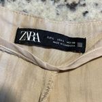 ZARA  Womens High Waisted Pleated Wide Leg Trouser Pants Beige Large‎ Photo 5