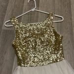 B Darlin  white gold sparkle dress 3/4 small party new years holiday sequin prom Photo 1