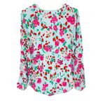 Ann Taylor Floral Strawberry Cherry Print Long Sleeve Popover Top Size Small S Photo 8