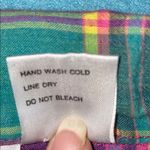 SUN STREAK plaid short sleeve button up multi color cotton camp shirt size S Pink Photo 6