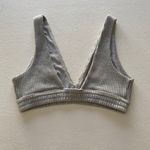 Aerie  Waffle Knit Bralette – Women’s Medium Gray Deep V Soft Lounge Bra Photo 1