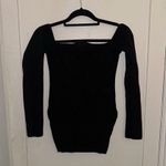 Black Long Sleeve Square Neck Top Size L Photo 0