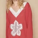 POL  Lace Flower Patch Long Sleeve Long sleeve top Size Large Photo 0
