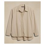 Banana Republic  Neutral Stripe Long Sleeve Oversized Button Up Blouse Sz.M NWT Photo 2