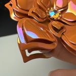 Retro Orange Enamel Metal Flower Brooch Pin AB Aurora Borealis Rhinestone Photo 9