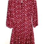 Jun & Ivy Maroon Floral Godet Mini Flounce Dress in Pink and Maroon Photo 1