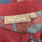 Utsa Dress Large Red Short Sleeve Hi Low Boho Floral Viscose Photo 4