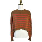 Free People  Easy Street Stripe Crop Pullover Sweater Brown Orange Large Photo 9