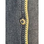 Black Dark Floral Embroidered Cardigan Sweater Ramie Cotton Button Front Large Photo 7