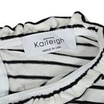 Kaileigh White Black Striped Long Sleeves Ruffle Neck Top L NWOT Photo 2