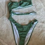 Urban Outfitters Strappy Asymmetrical One Piece Swimsuit Green Large Photo 9