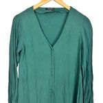 Madewell Novel Dress Smoky Spruce Green Button Up Long Sleeve Mini Fall Dress XS Photo 3