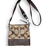 Coach Signature Stripe Tan Brown Crossbody Swingpack Shoulder Bag Casual Purse Photo 1