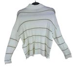 kim rogers  NWT Cream Gold Striped Shimmer Mock Neck Pullover Sweater Size PS Photo 1