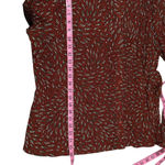 East 5th  PETITE Orange Leaf Print Button Front‎ Pleated Long Flare Sleeve Top 1X Photo 3