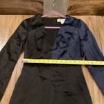 Diane Von Furstenberg  black blue color block 3/4 sleeve v neck silk midi dress 4 Photo 4