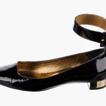 Barbara BUI black and gold patent leather buckle ankle flats Size 6.5 Photo 0