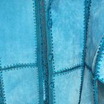 Boho Turquoise Suede Leather and Crochet Button Up Long Sleeve Jacket size XL Photo 6