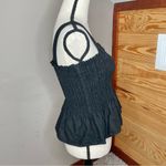Socialite Black Linen Blend Sleeveless Smocked Peplum Tank Top Extra Small Photo 2