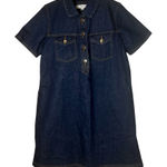 Loft  Collared Indigo Denim Dark Wash Dress Button Up Small Petites with Pockets Photo 0
