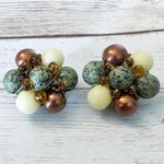 Vintage Clip On Earrings Earthy Tones Cluster Just Under 1" Photo 0