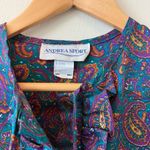 Vintage retro multicolor paisley print top Purple Size M Photo 1