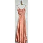 La Femme  Strapless Slit Satin Ballgown in Peach Size US 0 Photo 3