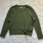 Madewell Top Elwood Knot Front Long Sleeve Jacquard Palm Tree Green XXL NWOT Photo 4